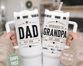 Personalized Grandpa Tumbler Gift, New Grandpa Gift From Grandkids, Upgraded To Grandpa Cup, Father's Day Grandpa Gift
