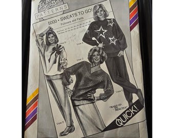 Stretch & Sew 5000 Sweats To Go Ann Person Pullover Pants Sewing Pattern 1986