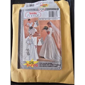 Burda Couture 3786 Wedding Dress Sewing Pattern Sizes 8-18 Bridal Gown Train 90s