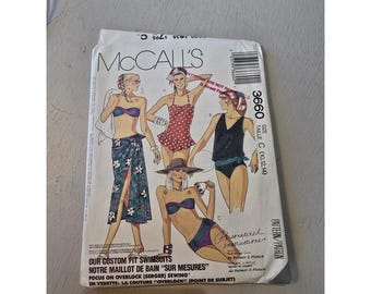 McCalls 3660 Vintage 1988 Swimsuit Bikini Pareo Sewing Pattern Size 10 12 14