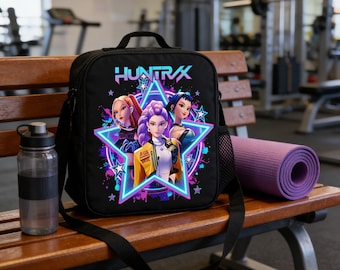Bolsa de almuerzo Huntrix Kpop Demon Hunters, lonchera térmica de chicas de anime, bolsa escolar para niños