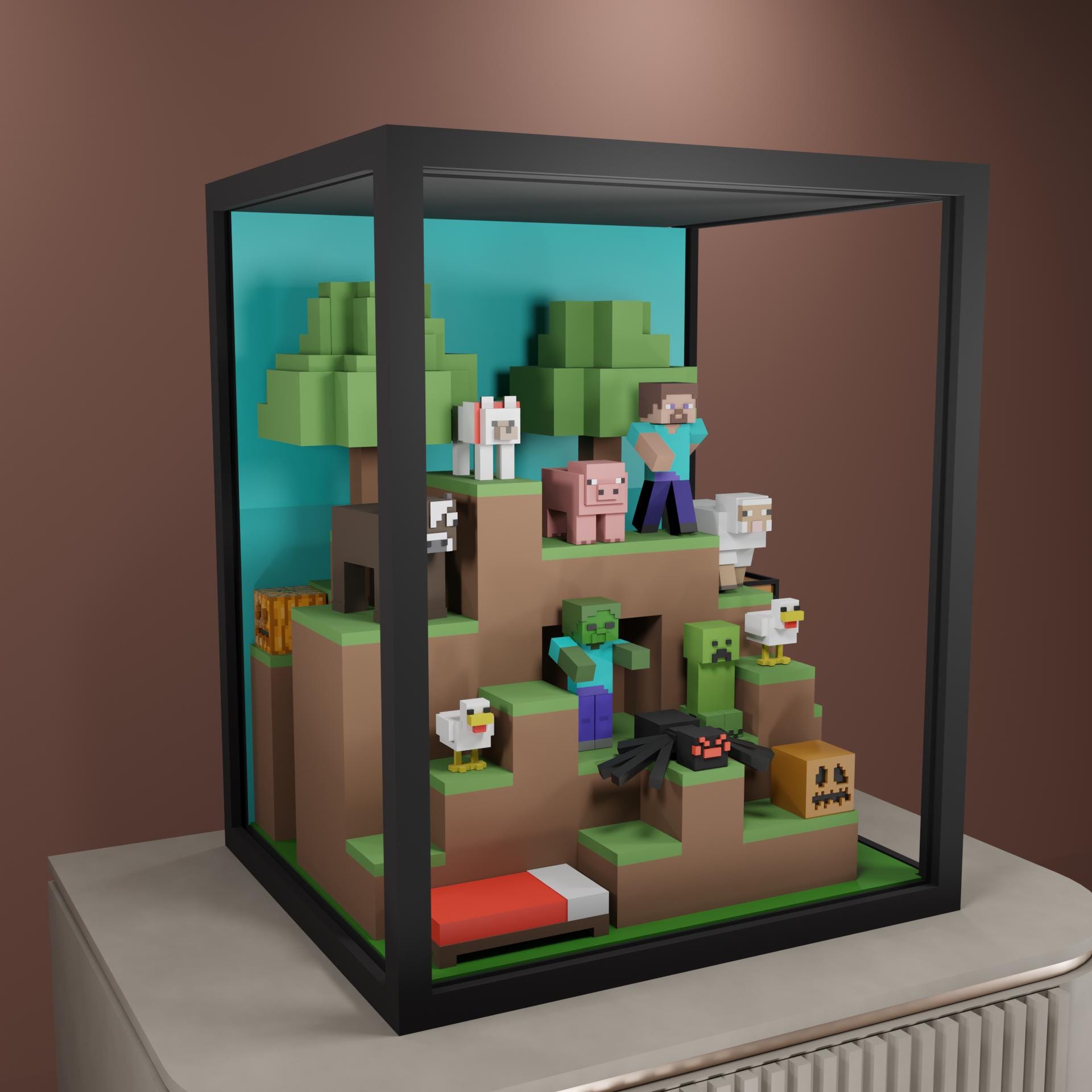 Minecraft LED Lighted Handmade , Collectible Scene (25 X 30 X 19 ) - Etsy