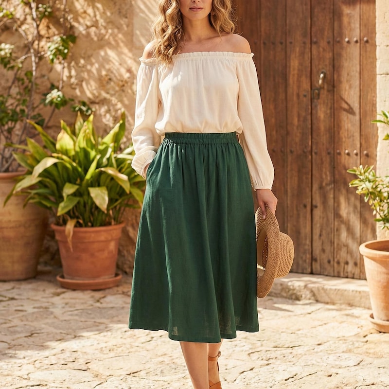 Cotton Skirt Flowy - Etsy