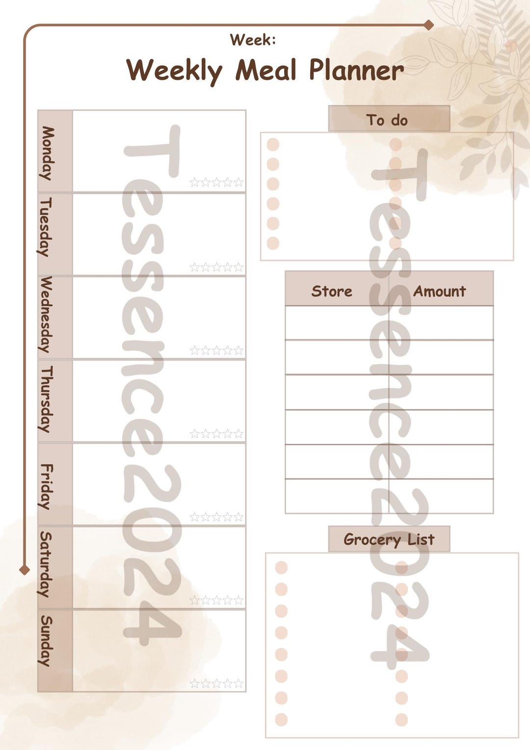 Weekly Meal Planner Printable With Grocery List | Weekly Menu Planner ...