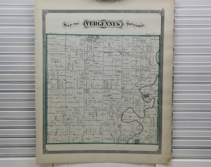 Antique Ada Michigan Vergennes Lowell Township Plat Map Genealogy