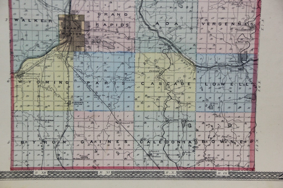 Antique Kent County Michigan Map Illustrated Historical Atlas | Etsy