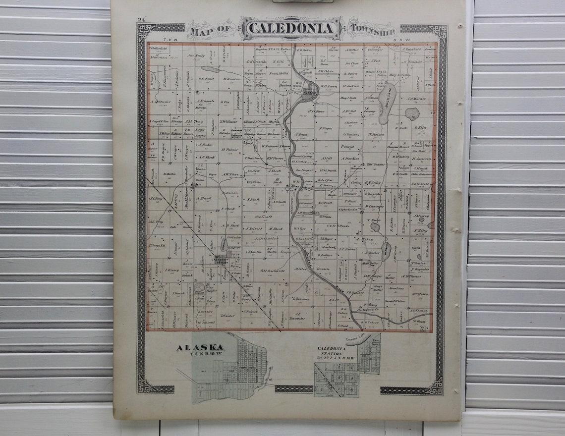 Antique Gaines & Caledonia Township Plat Maps Grand Rapids MI Etsy