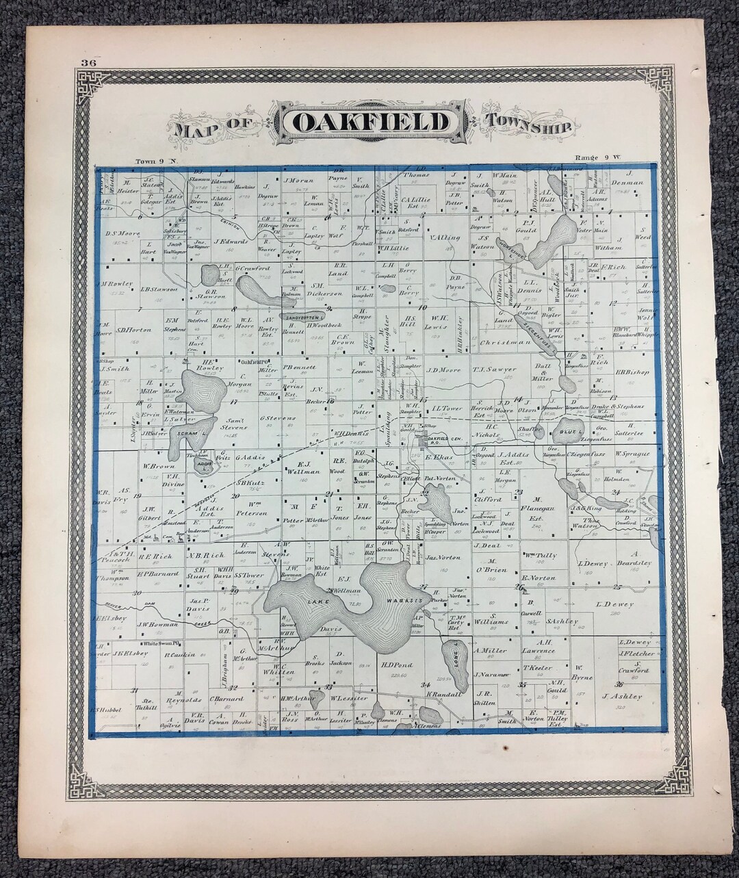 Antique Oakfield & Grattan Township Plat Maps Grand Rapids MI Etsy