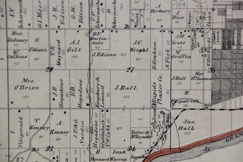 Antique Kent County Michigan Map Illustrated Historical Atlas Etsy