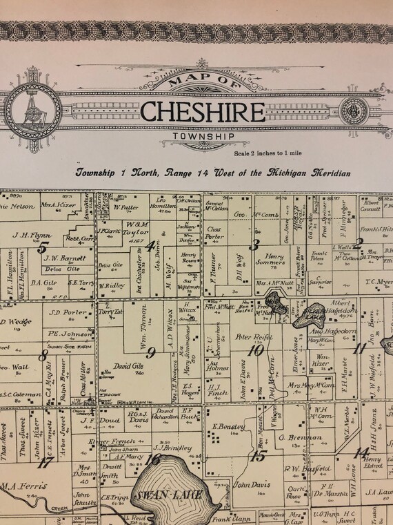 Allegan County Plat Map Antique Cheshire Township Michigan Plat Map Standard Atlas Of | Etsy Ireland