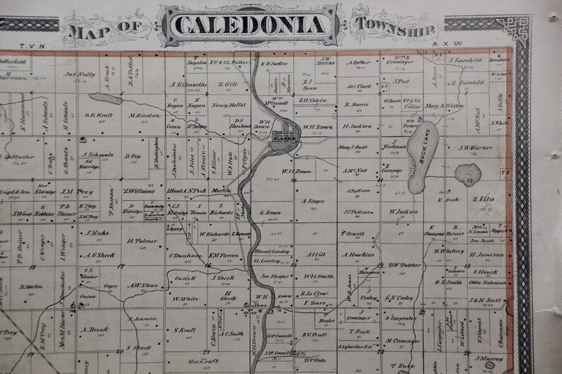 Antique Gaines & Caledonia Township Plat Maps Grand Rapids MI Etsy