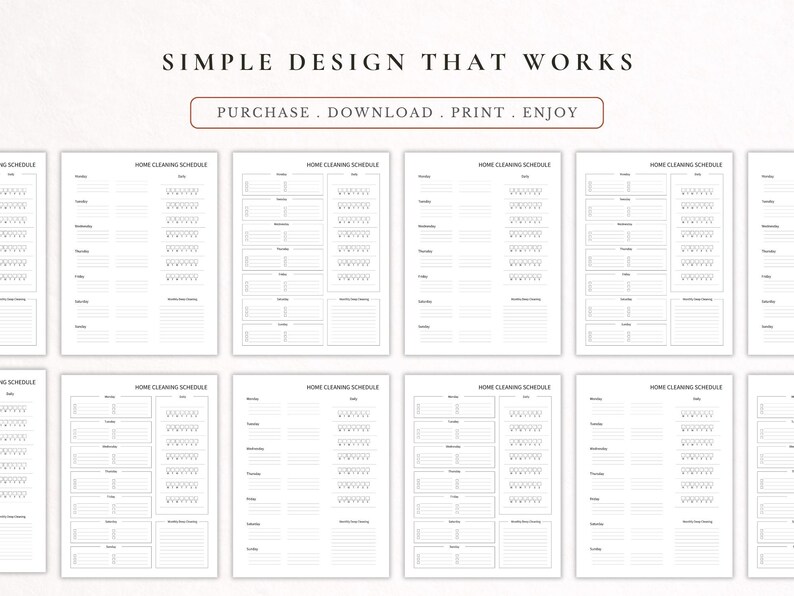 Busy Mom Cleaning Schedule Printable | Weekly Home Planner | Minimalist ...