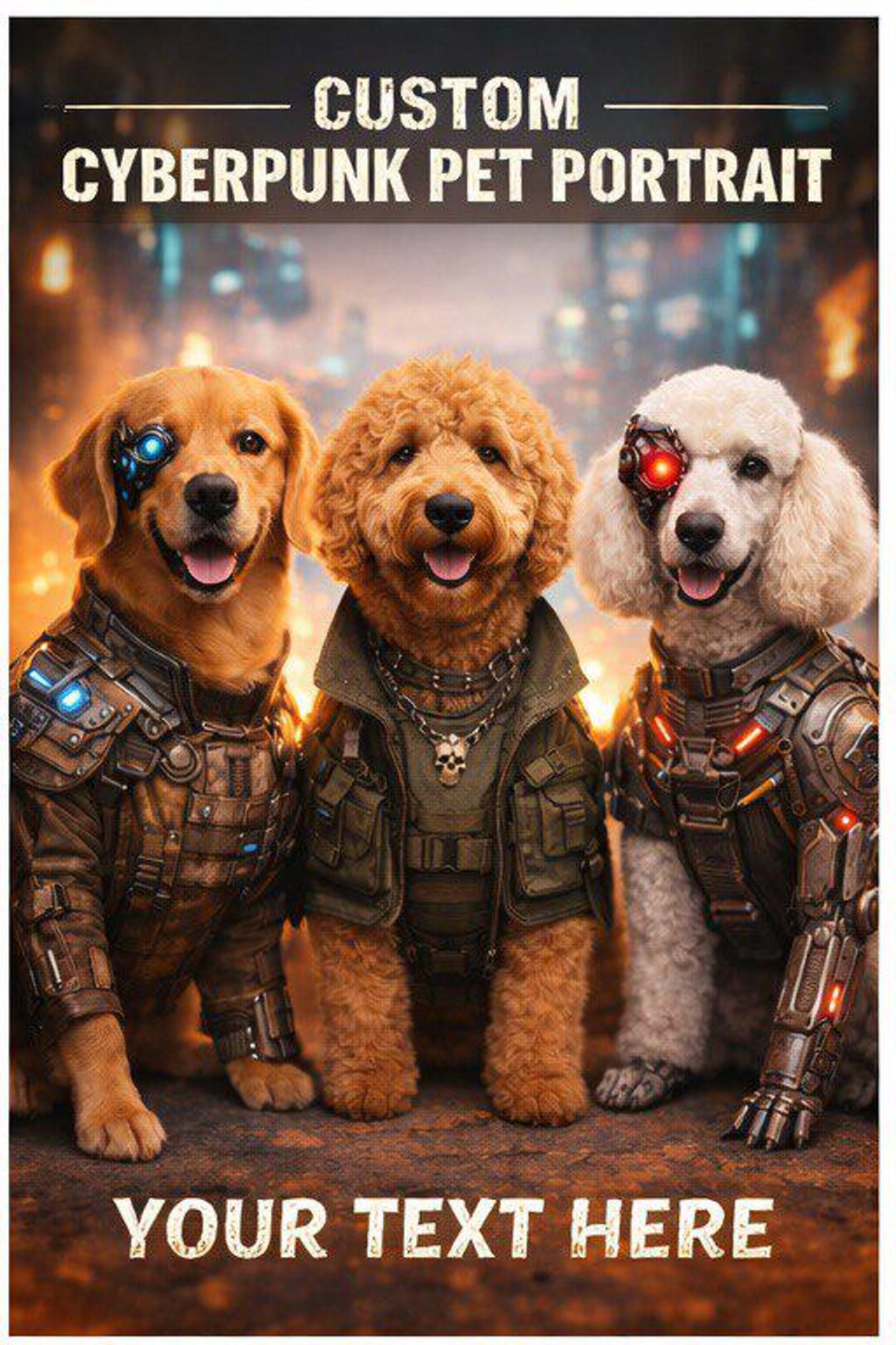 Custom Cyberpunk Pet Portrait | Unique Dog Art (digital Download) - Etsy