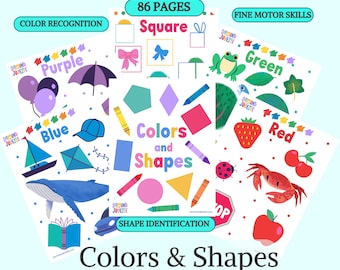 Actividades de colores y formas para preescolares / Paquete imprimible para el aprendizaje de niños pequeños