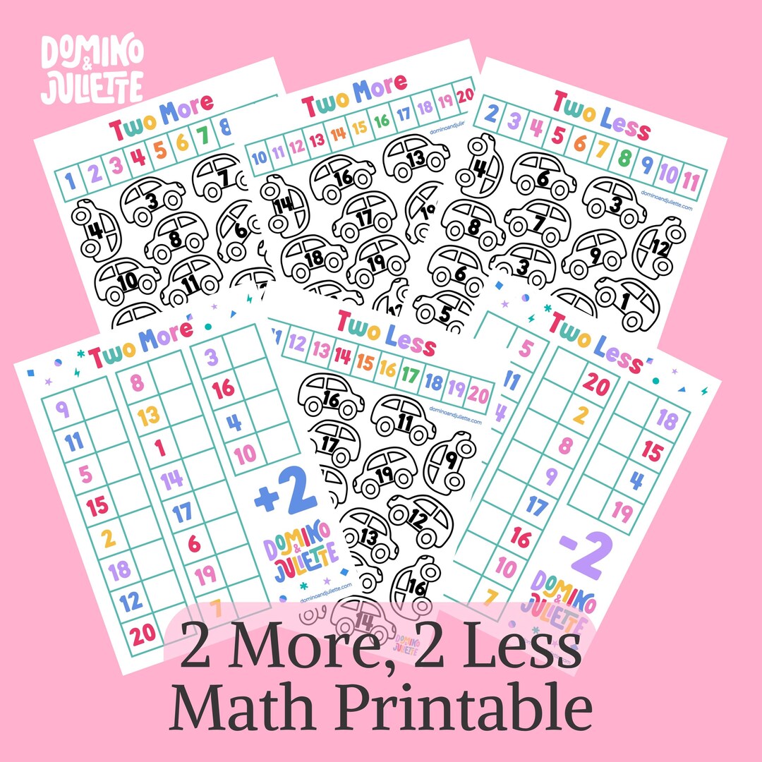 Kindergarten Math Worksheet • 2 More 2 Less, Color by Code (digital ...