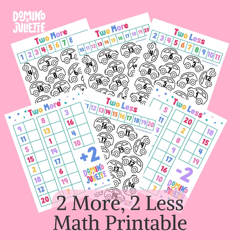 Kindergarten Math Worksheet • 2 More 2 Less, Color by Code (digital ...