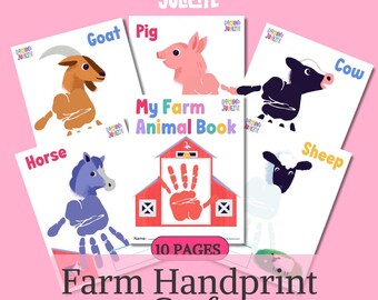 Libro de huellas de manos de granja • Manualidades de animales para preescolar (Descarga digital)