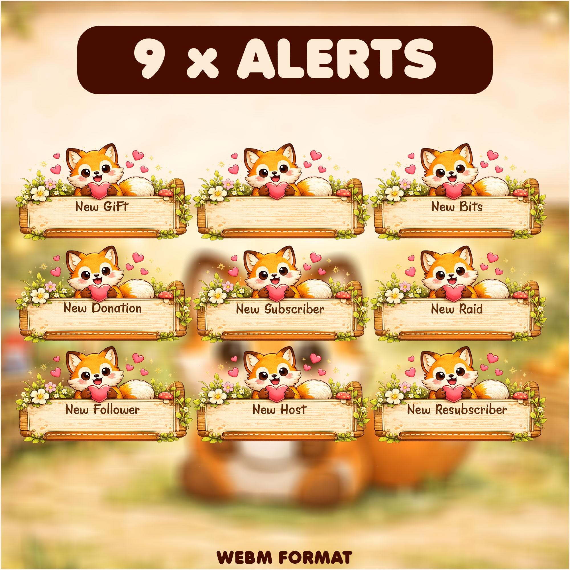 Fox Stream Overlay Pack Animated Cute Forest Fox Twitch Overlay OBS ...
