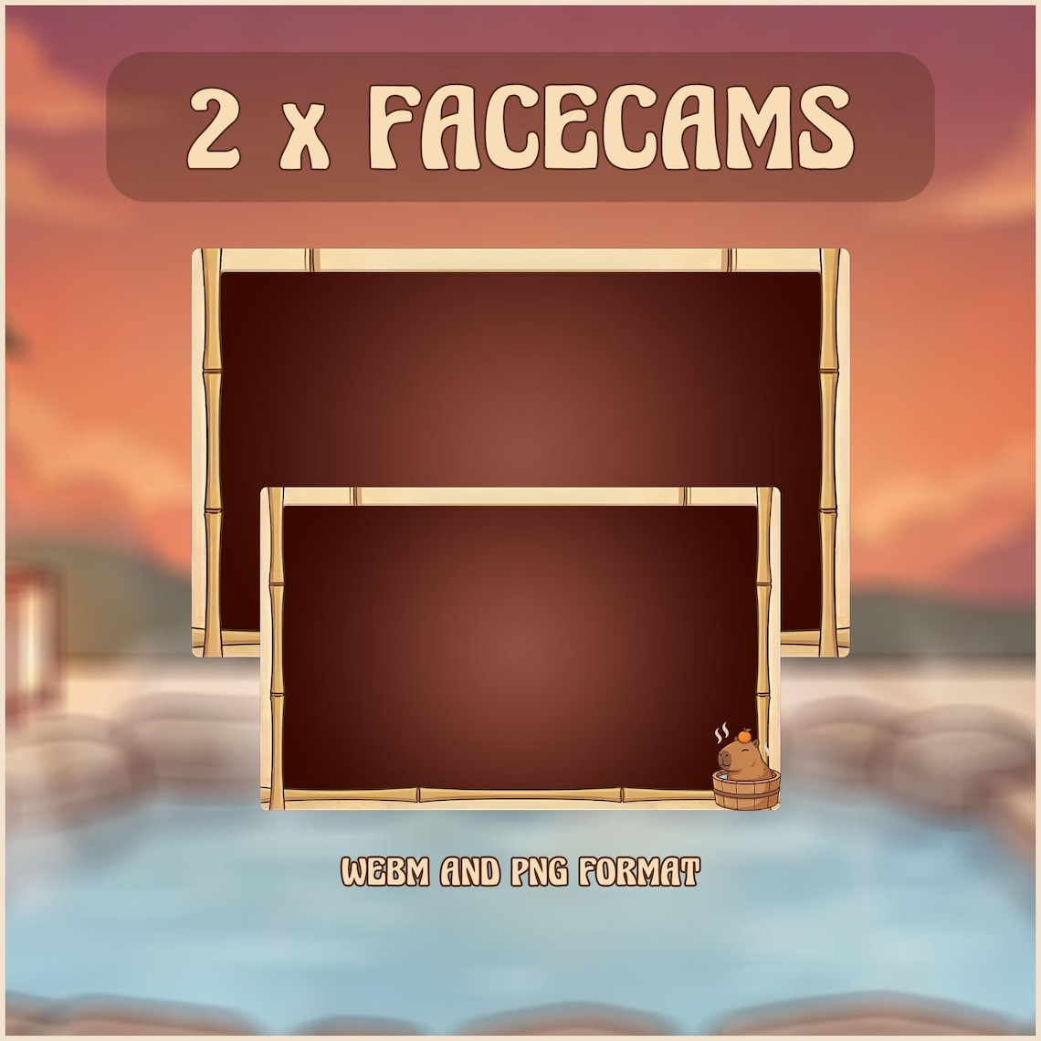 Capybara Animated Stream Overlay Pack, Cute Cozy Animal Twitch Overlay ...