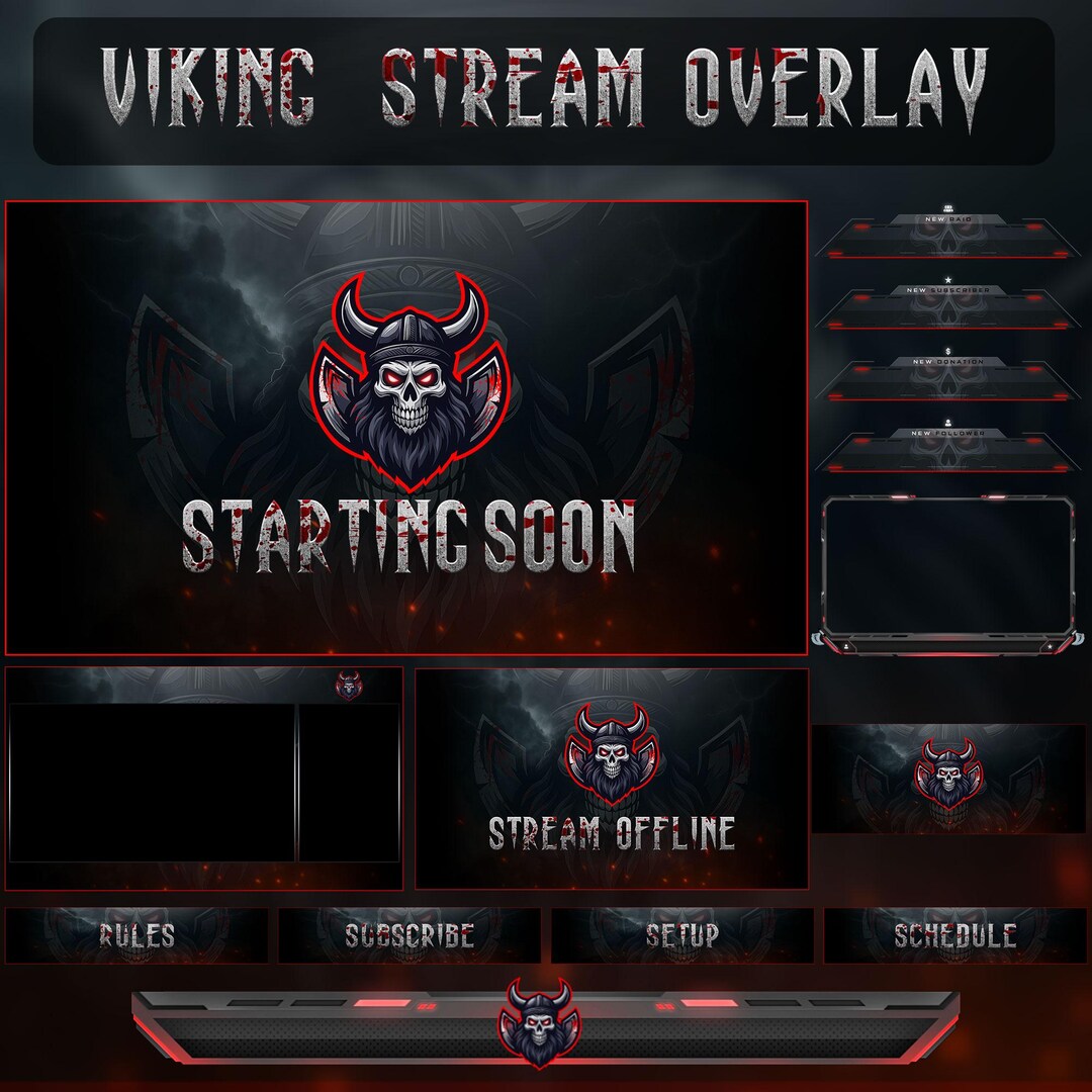 Viking Animated Stream Overlay | Norse Warrior Graphics Bundle - Etsy