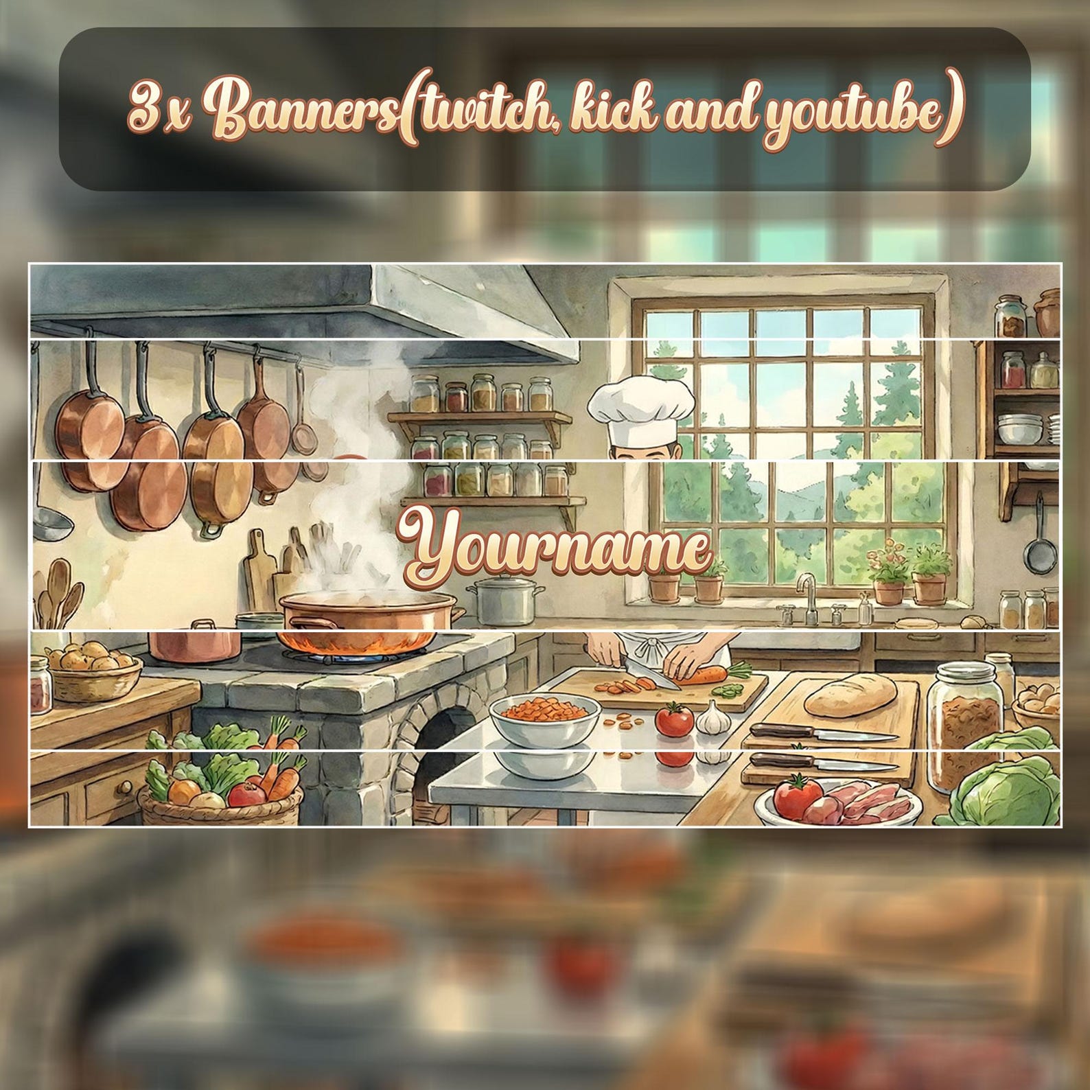 Cozy Kitchen Stream Overlay | Animated Cooking Graphics Bundle - Etsy