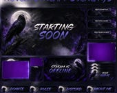Gothic Raven Stream Overlays Animated Dark Crow Twitch Overlay OBS YouTube Kick Stream Graphics