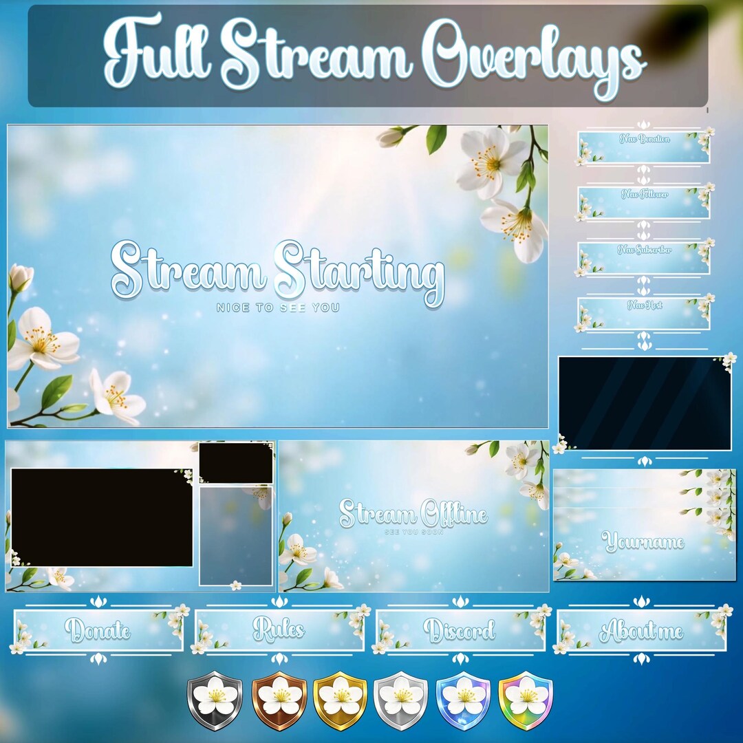 Spring Blossom Animated Stream Overlay | Floral Pastel Twitch, Youtube ...