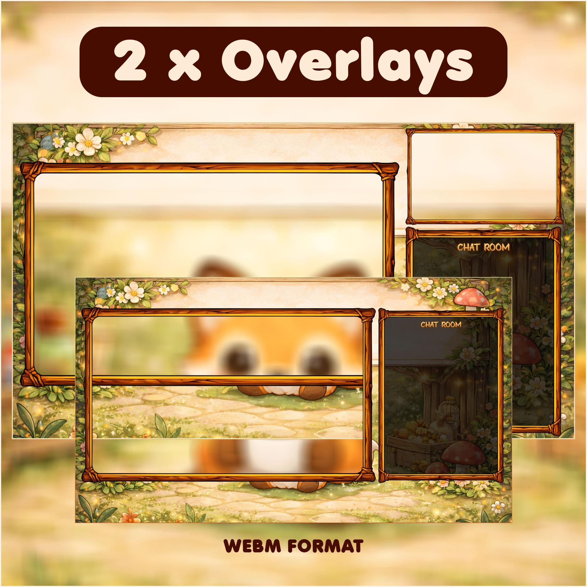 Fox Stream Overlay Pack Animated Cute Forest Fox Twitch Overlay OBS ...