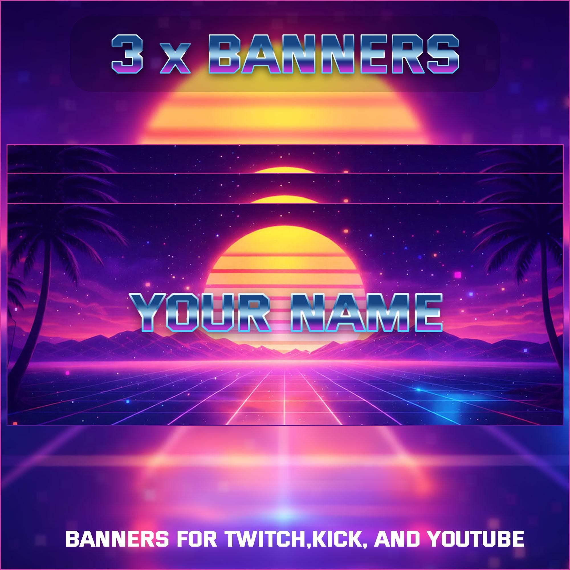 Synthwave Retro Stream Overlays Animated, Neon 80s Twitch Overlay OBS ...