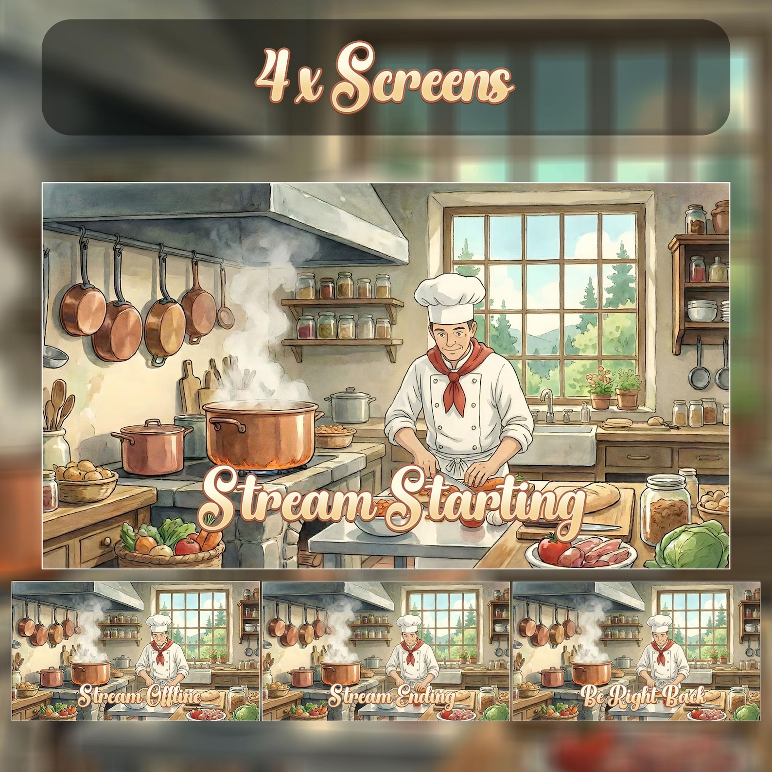 Cooking Range Graphics Cozy Kitchen Stream Overlay | Animated Cooking Graphics Bundle - Etsy