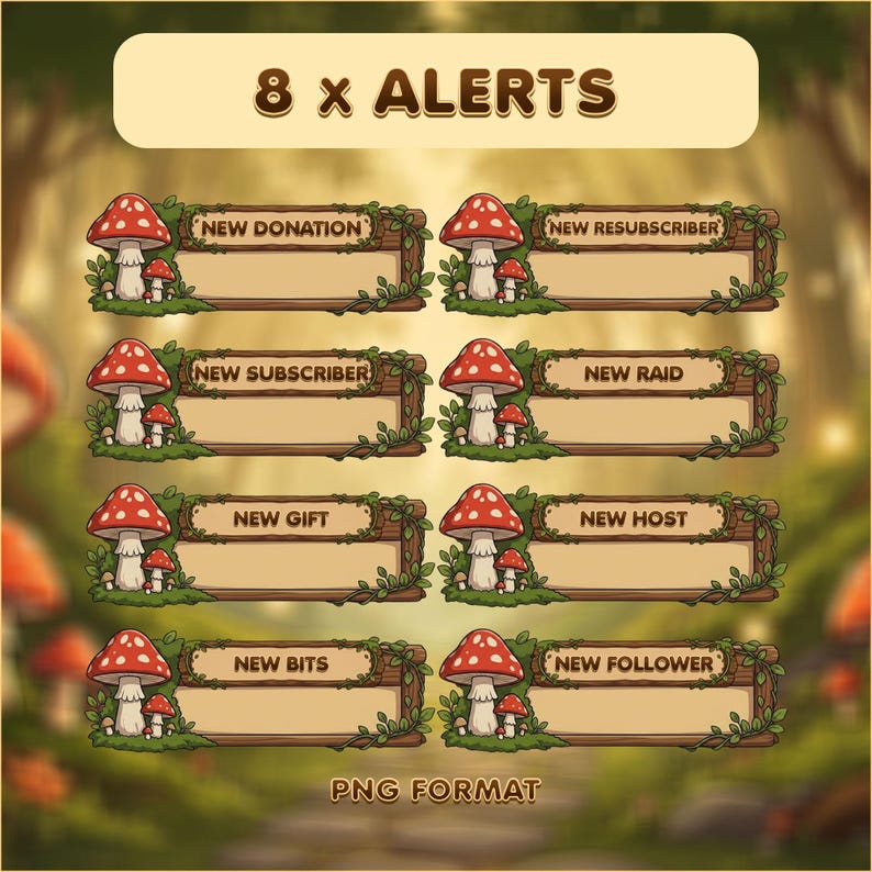 Mushroom Stream Overlays Animated Cozy Forest Twitch Overlay OBS ...