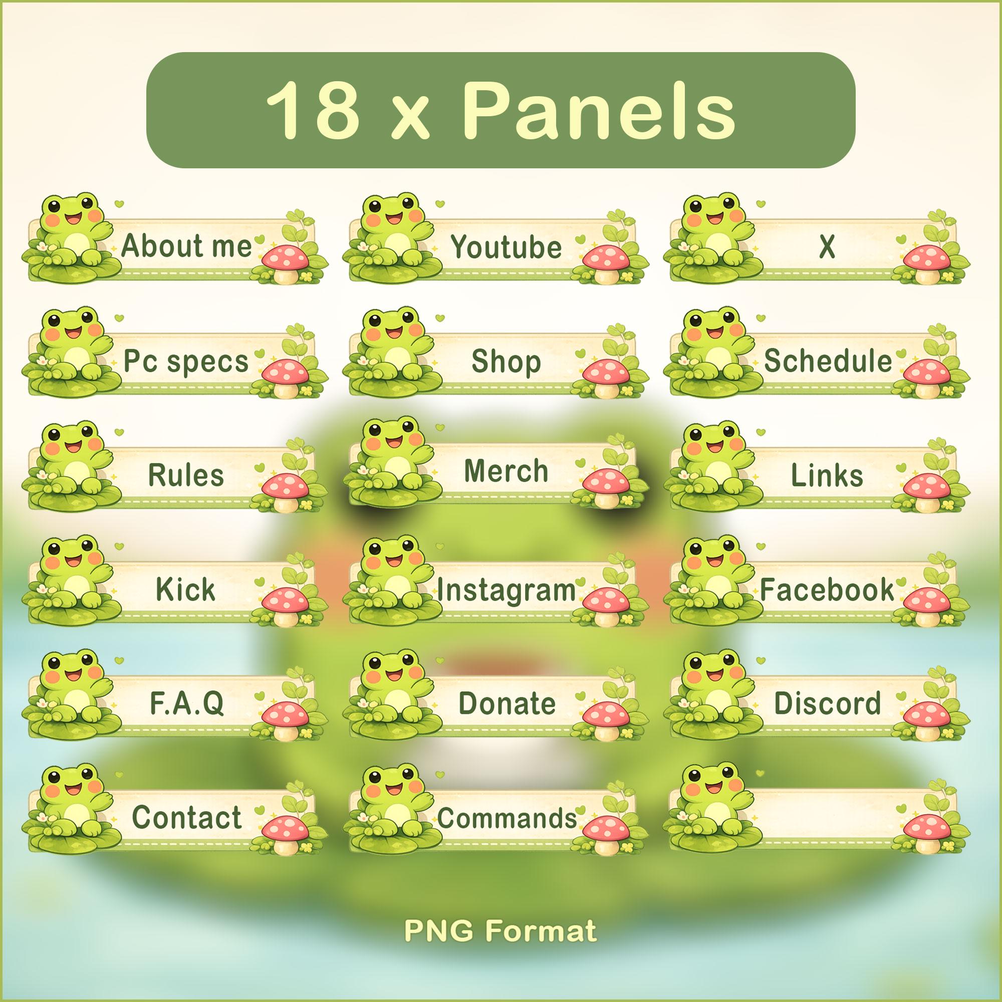 Frog Animated Stream Overlay Pack | Cute Cottagecore Frog Overlay ...