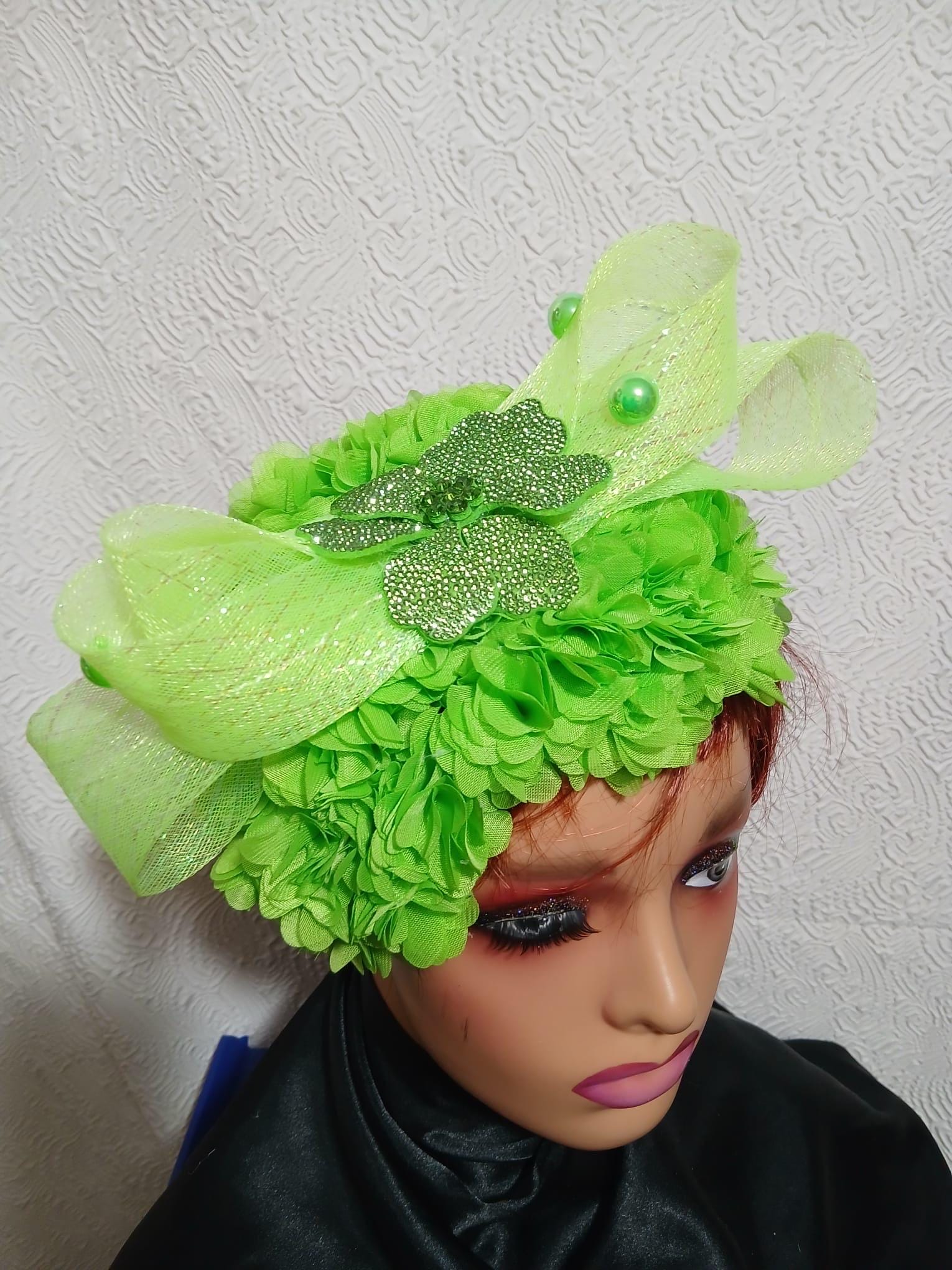 Vintage Lime Green Floral Pillbox Hat Avant Garde Fascinator Lime Green Fascinator - Etsy main image 2