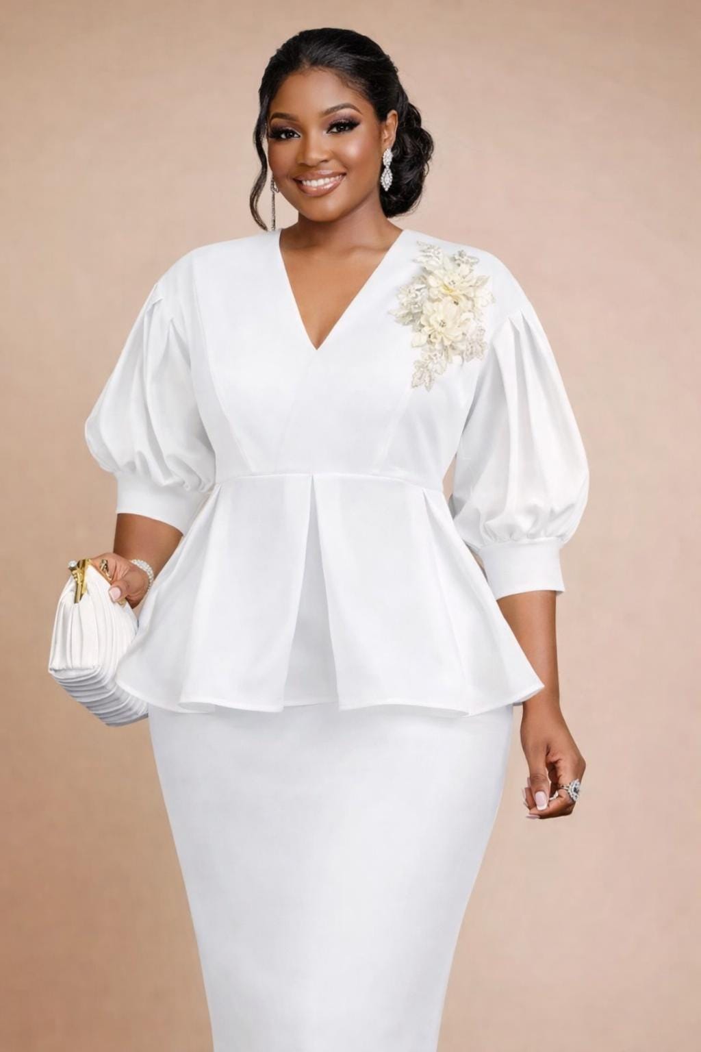 Plus Size White Peplum Dress - Etsy Canada