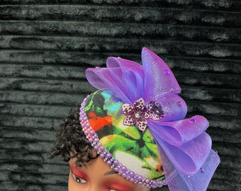 Purple Multi-Color Floral Fascinator Hat