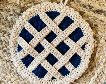 Handmade Crochet 8 Inch Blueberry Pie Pot Holder