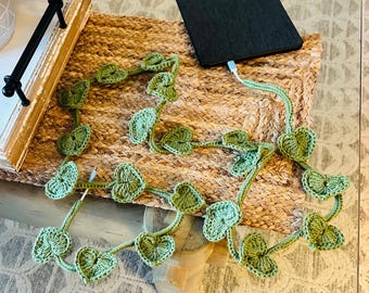Heart Leaf Plant Vine Crocheted Charging Cable - 6ft Charging Cord