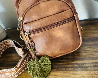 Crocheted Monstera Leaf Keychain