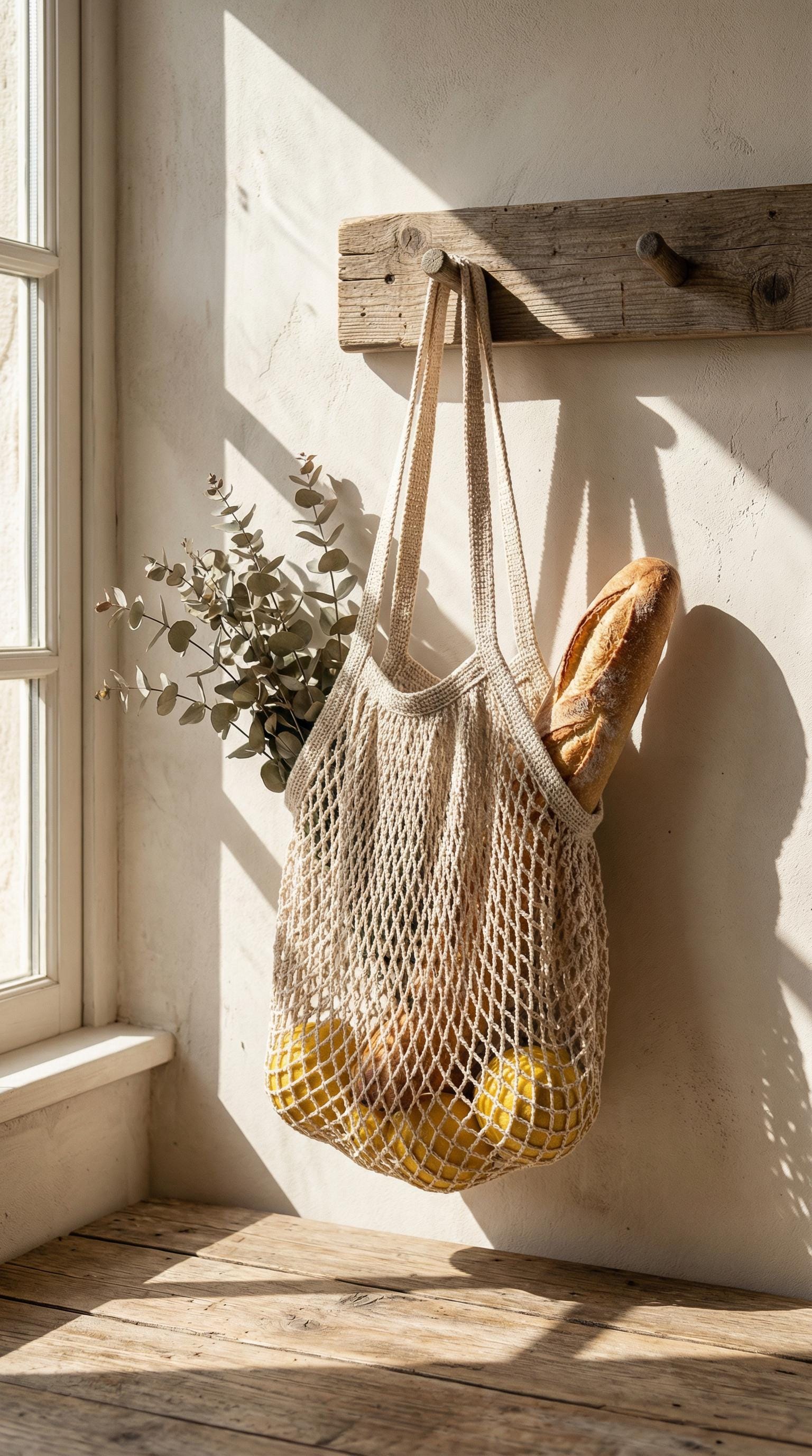 French Market Bag Crochet Pattern Easy Mesh Tote Eco