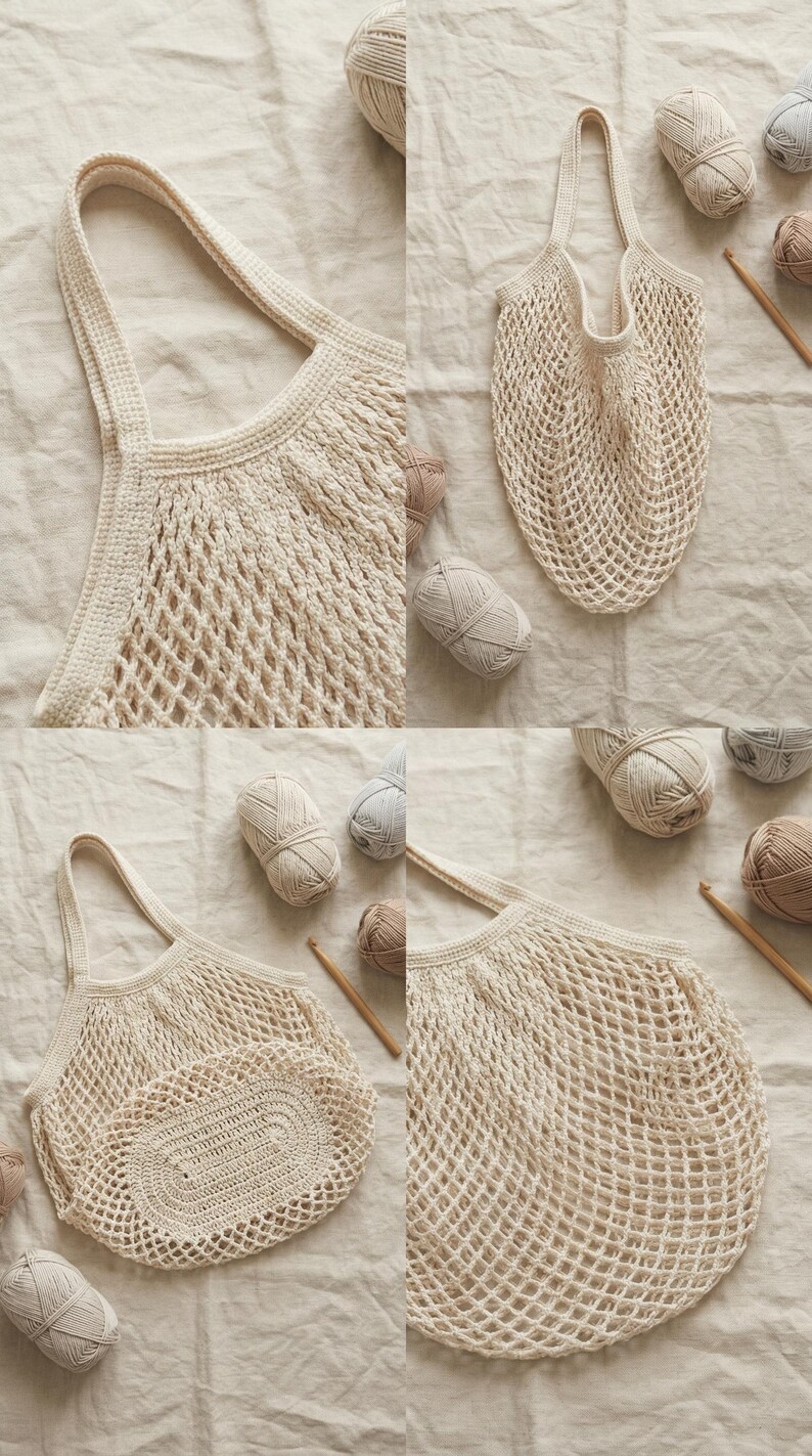 French Market Bag Crochet Pattern | Easy Mesh Tote PDF | Eco Friendly ...