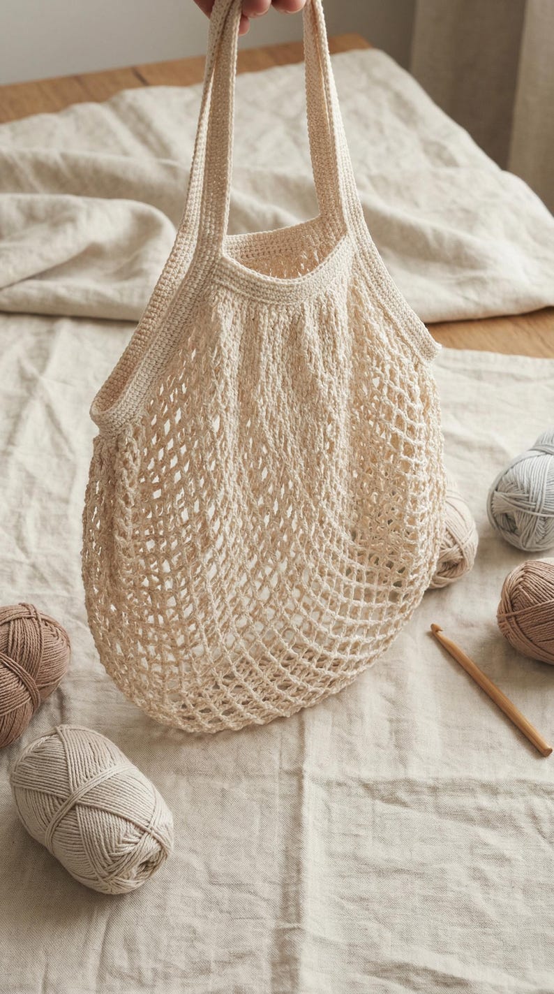 French Market Bag Crochet Pattern | Easy Mesh Tote PDF | Eco Friendly ...