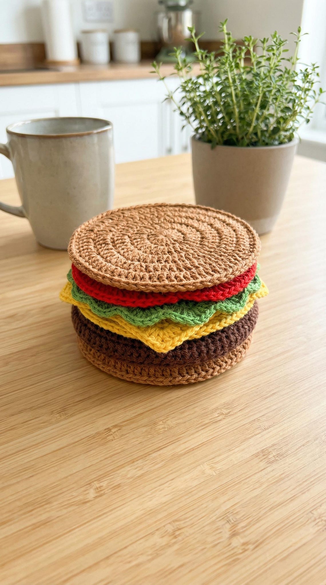 Crochet Burger Coaster Pattern Stackable Cheeseburger Coasters PDF crochet-burger-coaster-pattern-stackable-cheeseburger-coasters-pdf