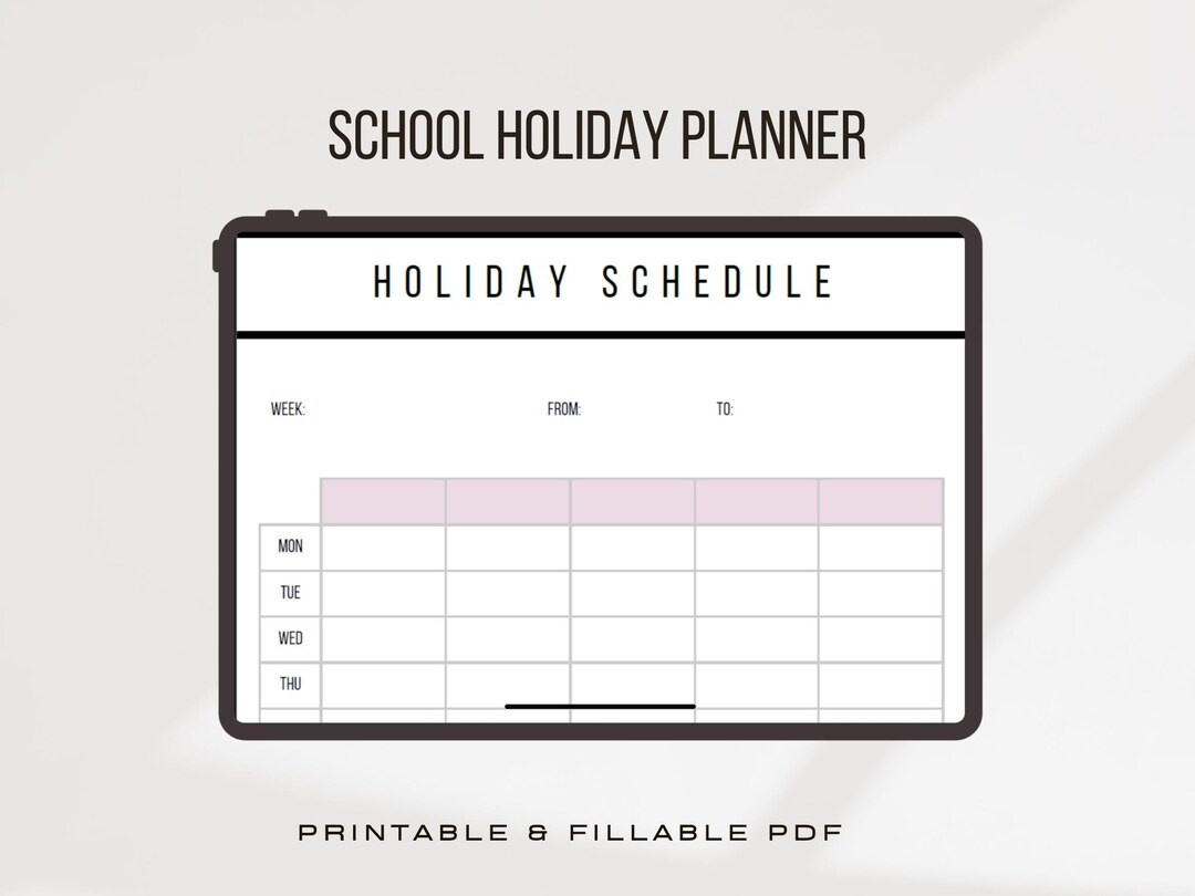School Holiday Planner | Kids Activity Schedules (printable & Fillable ...