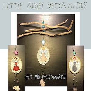 Tiny ANGELS IN MEDAILLONS, 3 different small and detailled angel designs for the 4 x 4" hoop, Instant Download, for all-year and Xmas