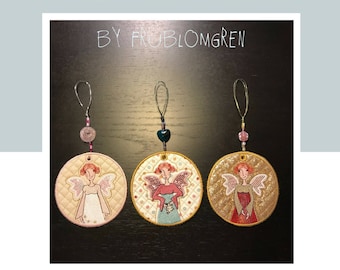 QUILTED, cute freestanding ANGEL designs, 3 different Angels as round quilted ornaments, easy to make, for little hoops, PDF tutorial