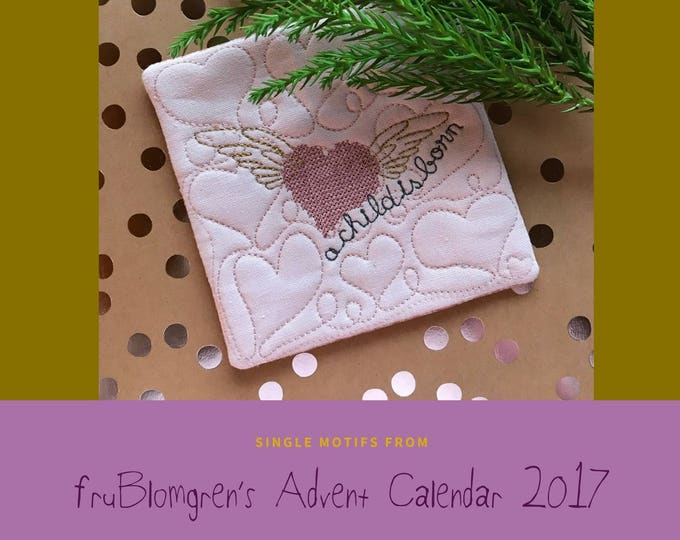 DESIGNS from fruBlomgren's Advent Calendar. Machine Embroidery Design. Little Heart Quilt Blocks with different style hearts. 5 designs