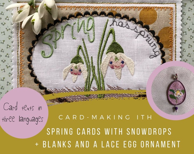 ITH Spring Cards, 5 different card designs + a delicate Freestanding Lace Egg Ornament, all cards fit the 5 x 7" hoop, Instant Download