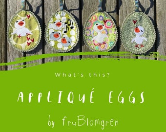 Cute APPLIQUÈ EGG Ornaments ITH - 4 different Machine Embroidery Designs + a cute card, fits the 4 x 4" hoop, Easily made, Photo Tutorial