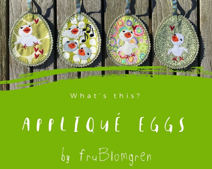 Cute APPLIQUÈ EGG Ornaments ITH - 4 different Machine Embroidery Designs + a cute card, fits the 4 x 4" hoop, Easily made, Photo Tutorial