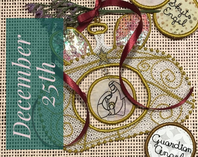Freestanding NATIVITY Lace Angel - December 25th in fruBlomgren's Christmas Event 2018 - with little ornaments in three languages